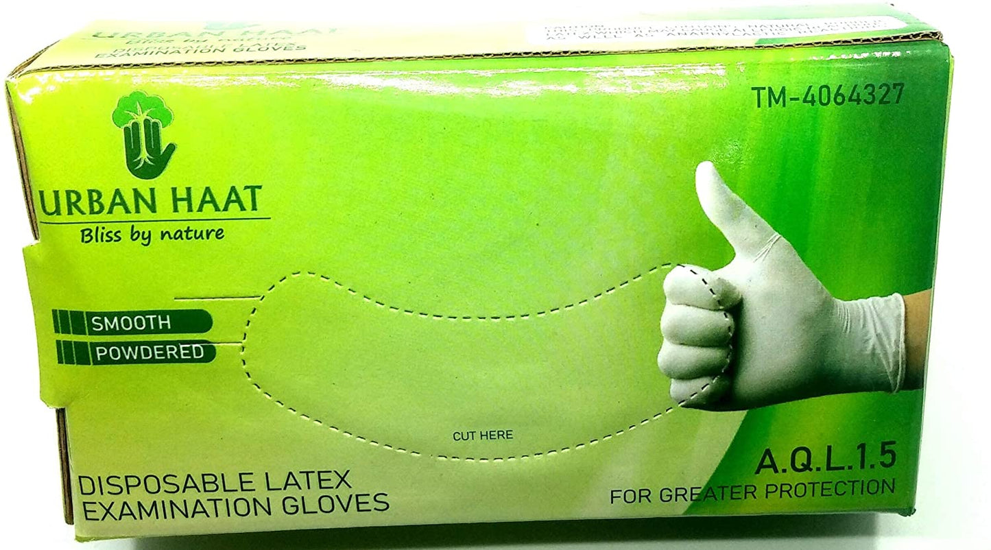 Premium Disposable Latex, Rubber Medical Examination Gloves (Pack of 100 Pcs, Medium Size, Clear)