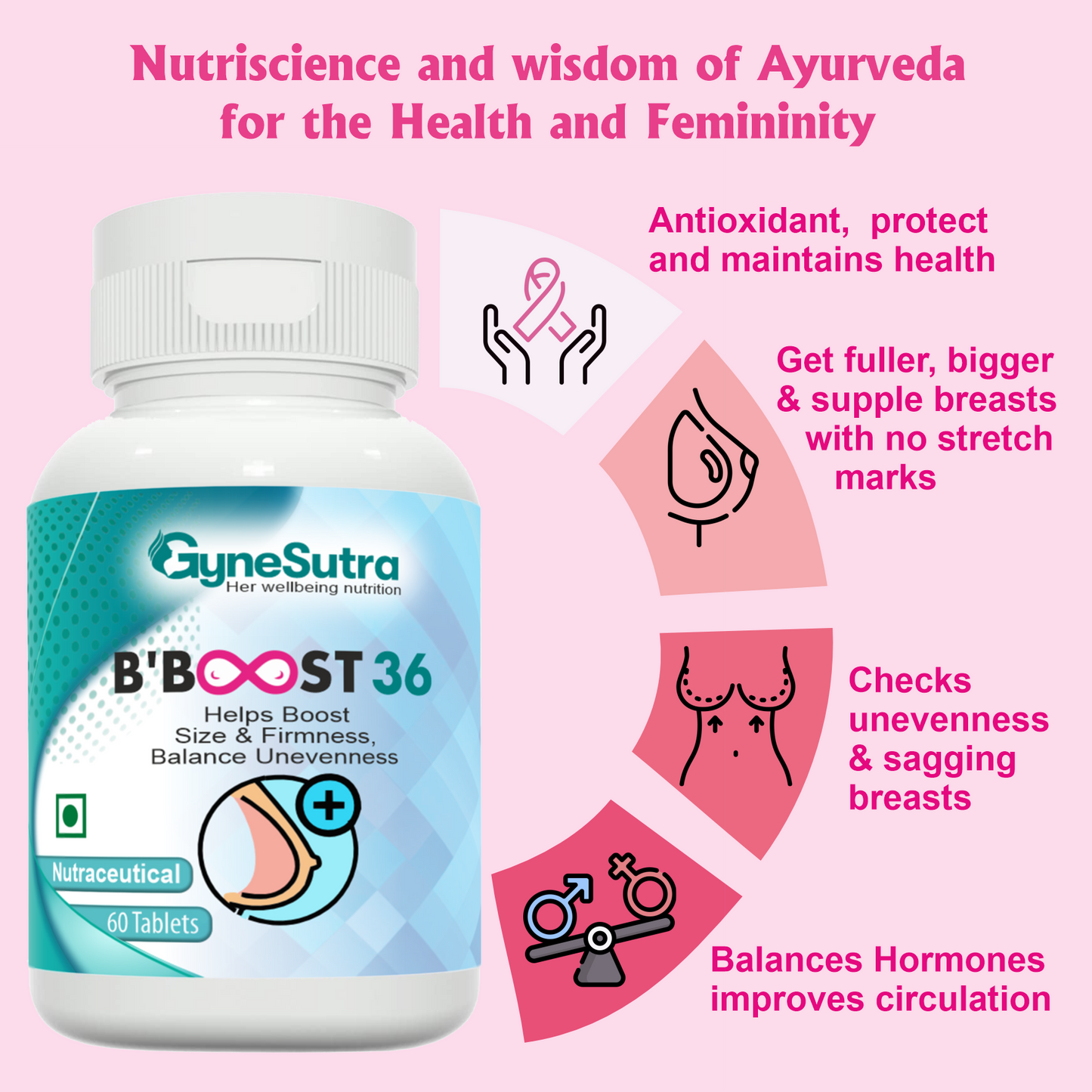 B'Boost 36 - For Breast Enlargement, Enhancing Size, Shape, Curves, Firmness, and Lift