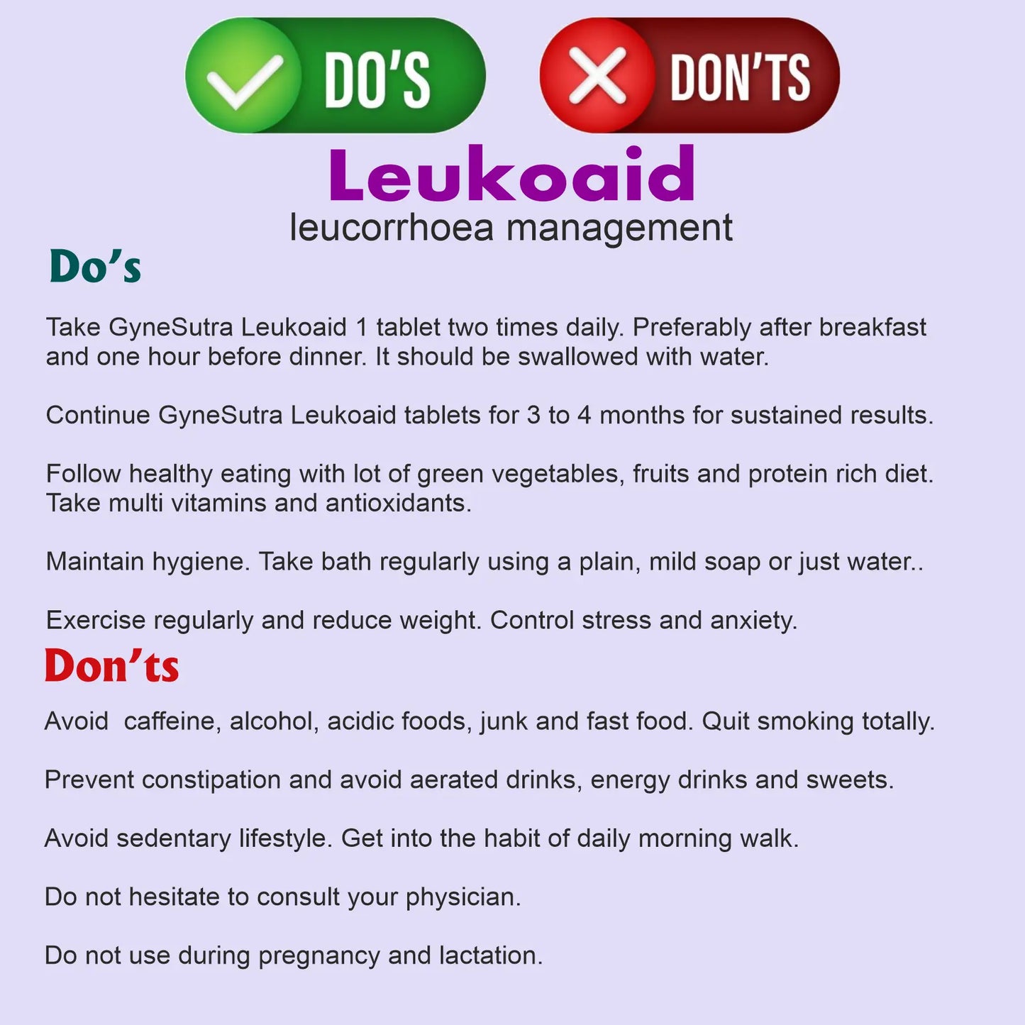 Leukoaid - Natural Supplement to Control Leukorrhea & White Discharge in Females